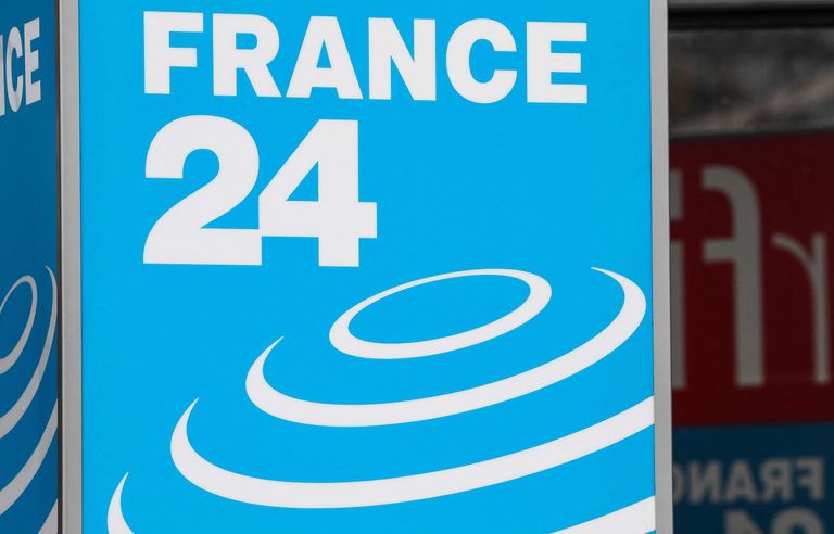 768x492 files in this file photo taken on april 9 2019 shows the logo of the live news channel france 24 at issy les moulineaux near paris the ruling junta in burkina faso on march 27 2023 ordered